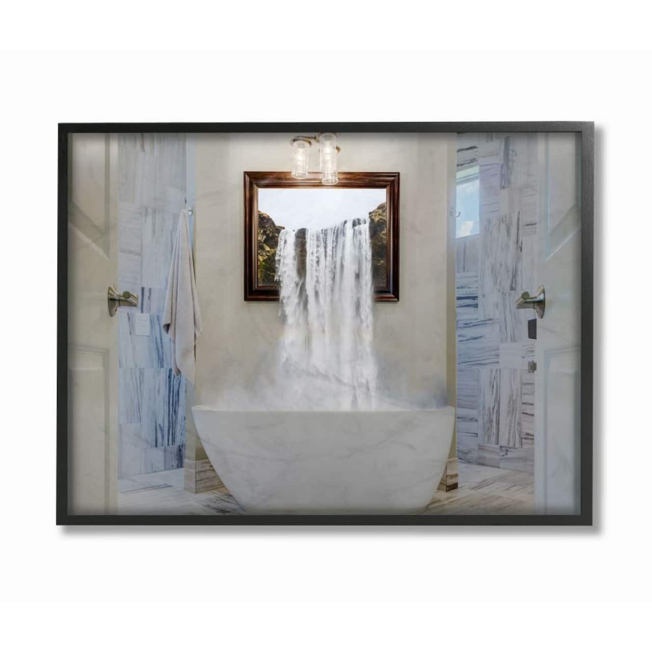 Stupell Industries Bathtub Waterfall Abstract Photograph with Black Frame Wall Accent